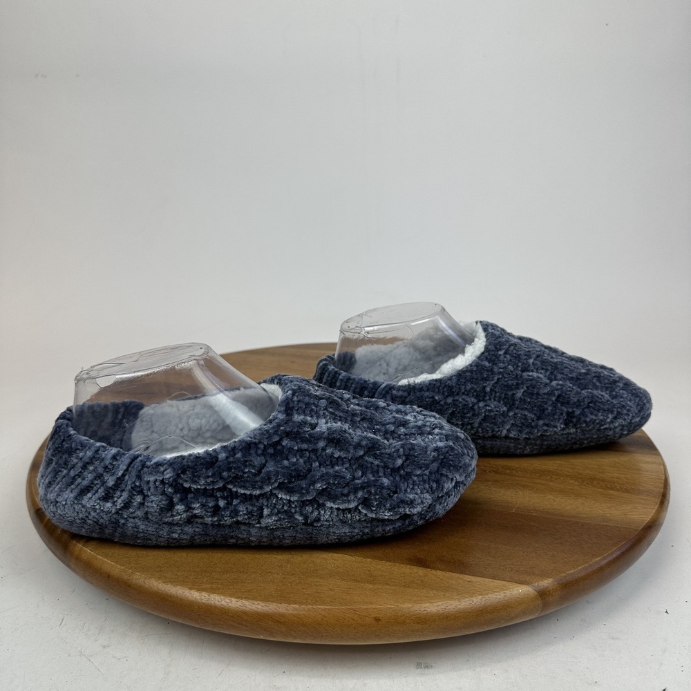 Womens MeMoi Blue Fleece Lined Comfort Casual Slip On Slippers Size M/L GUC